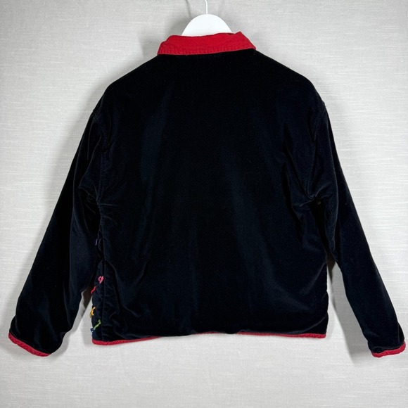 Vintage New Direction Jacket Womens M Navy Velvet Colorful Quilted Artsy Unique - Picture 2 of 12